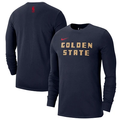 T-shirt à manches longues Nike Golden State Warriors 2024/25 City Edition Essential Logo bleu marine pour homme