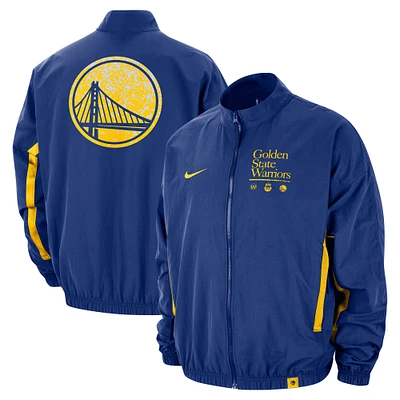 Veste Nike Royal Golden State Warriors Courtside Vintage Warmup entièrement zippée pour homme