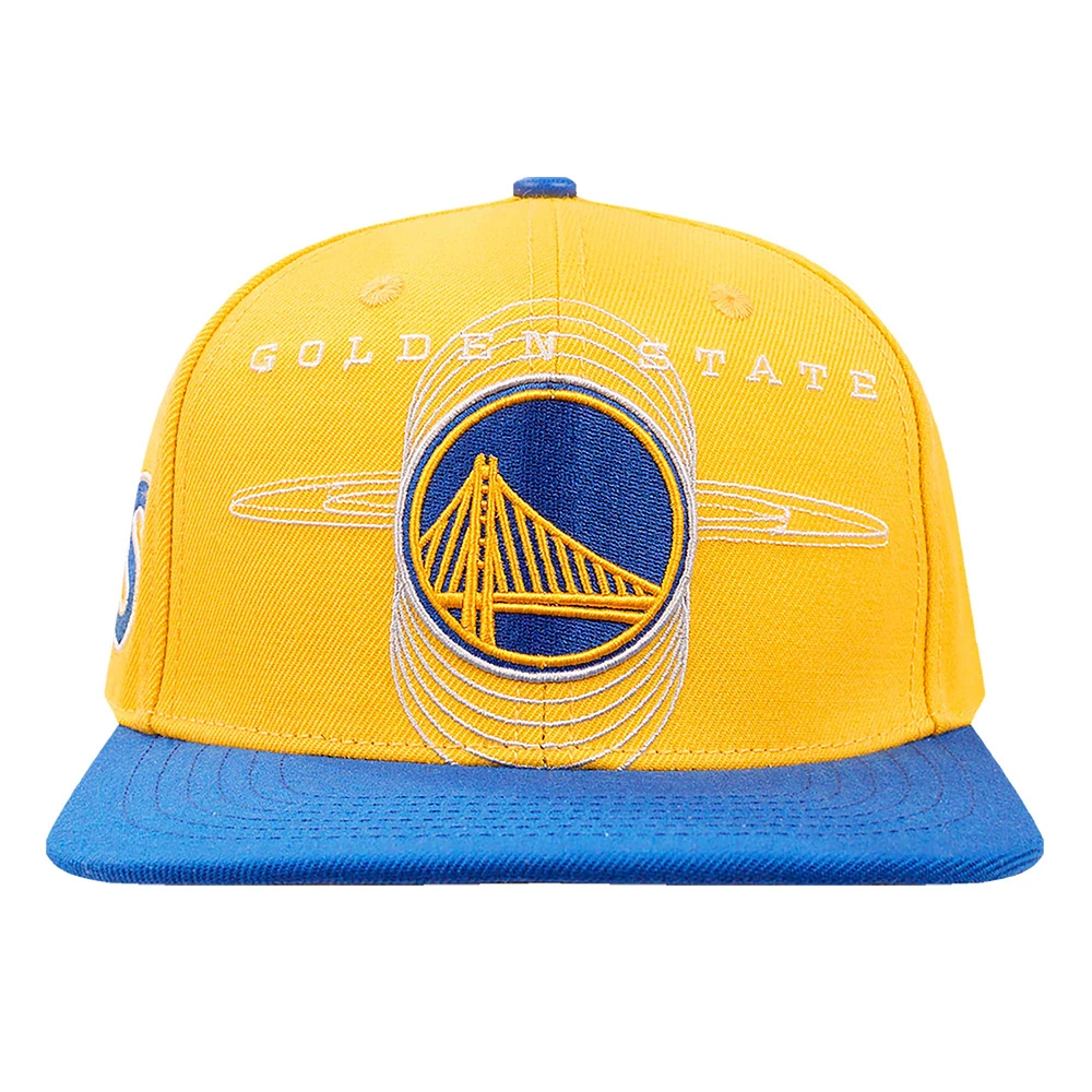 Men's Pro Standard Gold/Royal Golden State Warriors Logo Morph Snapback Hat