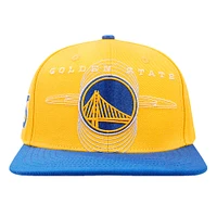 Men's Pro Standard Gold/Royal Golden State Warriors Logo Morph Snapback Hat