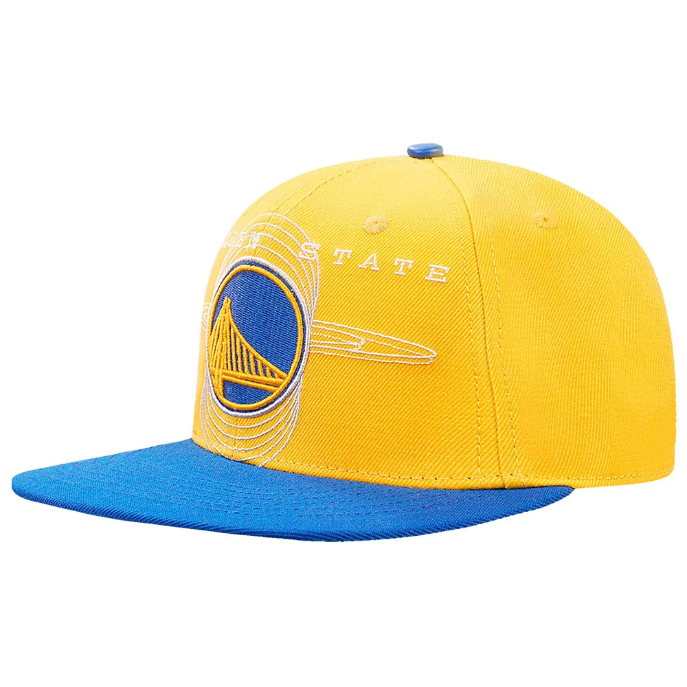Men's Pro Standard Gold/Royal Golden State Warriors Logo Morph Snapback Hat