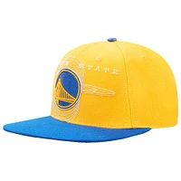 Men's Pro Standard Gold/Royal Golden State Warriors Logo Morph Snapback Hat