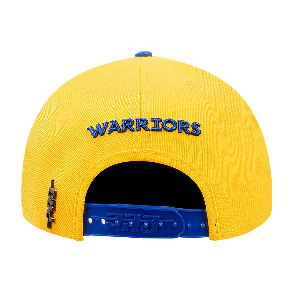 Men's Pro Standard Gold/Royal Golden State Warriors Logo Morph Snapback Hat