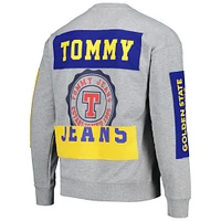 Men's Tommy Jeans Heather Gray Golden State Warriors Hayes Crew Neck Pullover Sweatshirt