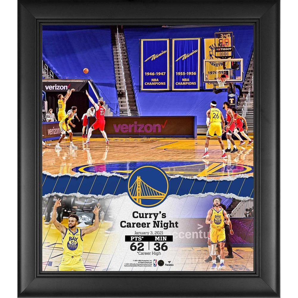 Stephen Curry Golden State Warriors Framed 15" x 17" Career High 62-Point Game Collage