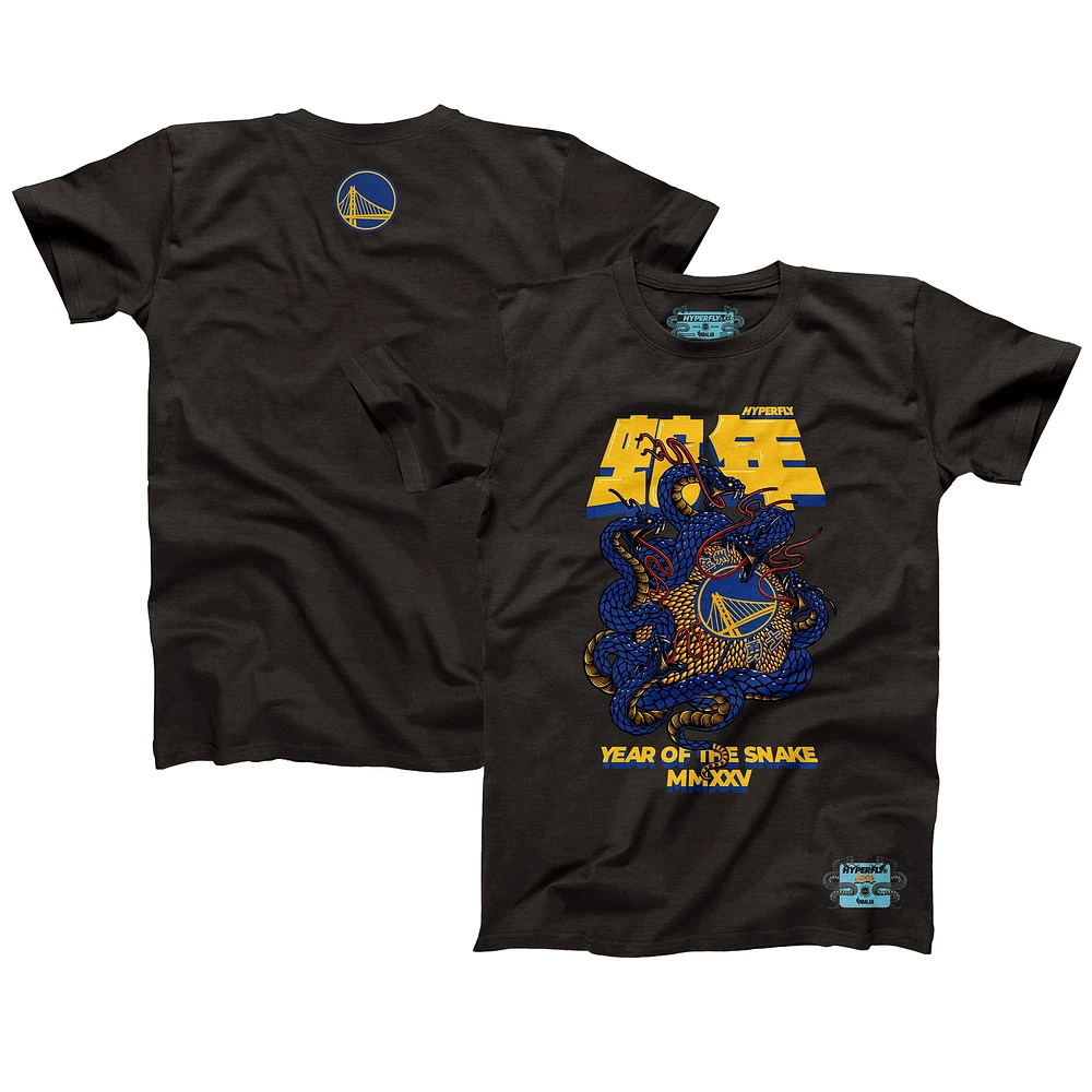 T-shirt unisexe NBALab x Hyperfly Heather Black Golden State Warriors Collection Année du serpent Nouvel An lunaire
