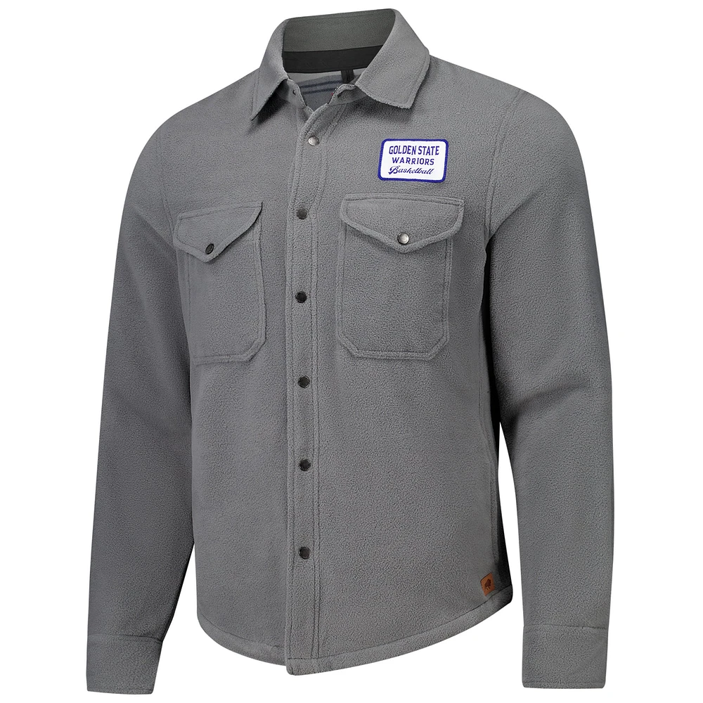 Unisex Sportiqe Charcoal Golden State Warriors High Country Reeves Full-Button Long Sleeve Shirt
