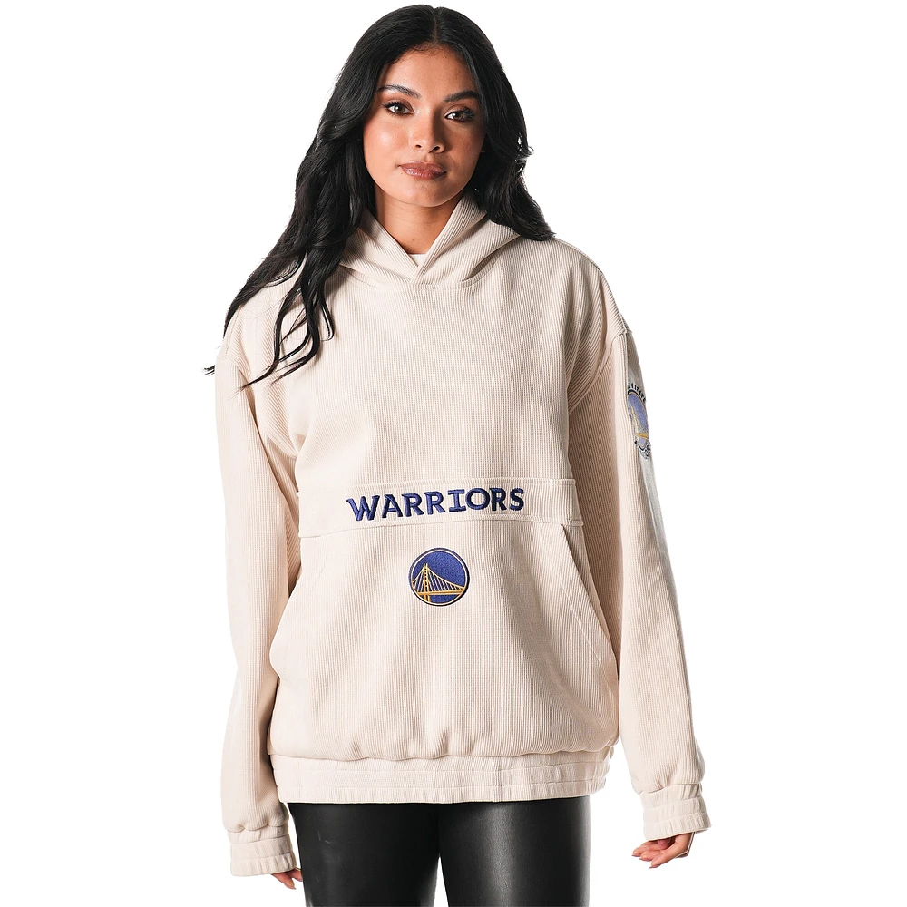 Unisex The Wild Collective  Cream Golden State Warriors Corduroy Tri-Blend Pullover Hoodie