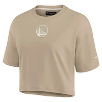 Women's Fanatics Khaki Golden State Warriors Elements Super Soft Boxy Cropped T-Shirt