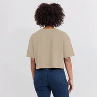 Women's Fanatics Khaki Golden State Warriors Elements Super Soft Boxy Cropped T-Shirt
