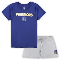 Ensemble combiné t-shirt et short grande taille Fanatics Royal/Heather Grey Golden State Warriors pour femmes