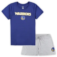 Ensemble combiné t-shirt et short grande taille Fanatics Royal/Heather Grey Golden State Warriors pour femmes