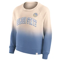 Women's Fanatics Tan/Royal Golden State Warriors Lounge Arch Raglan Pullover Sweatshirt