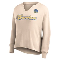 Women's Fanatics Tan Golden State Warriors Go For It Long Sleeve Notch Neck T-Shirt