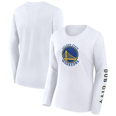 T-shirt à manches longues Fanatics pour femme Golden State Warriors blanc