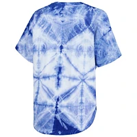 Women's G-III 4Her by Carl Banks Royal Golden State Warriors Tournament Raglan Oversized Tie-Dye V-Neck T-Shirt