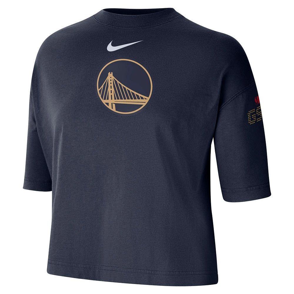 Women's Nike Navy Golden State Warriors 2024/25 City Edition Courtside Boxy T-Shirt