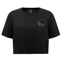 Women's Pro Standard Black Golden State Warriors Holiday Glam Boxy T-Shirt