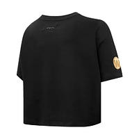 Women's Pro Standard Black Golden State Warriors Holiday Glam Boxy T-Shirt