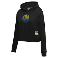 Women's Pro Standard Black Golden State Warriors Jewels Cropped Pullover Hoodie