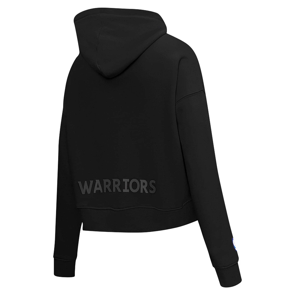 Women's Pro Standard Black Golden State Warriors Jewels Cropped Pullover Hoodie