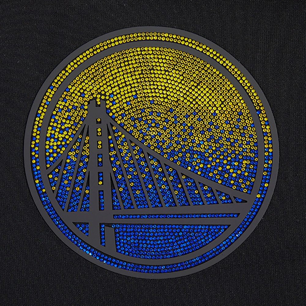 Women's Pro Standard Black Golden State Warriors Jewels Cropped Pullover Hoodie