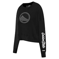 Women's Pro Standard Black Golden State Warriors Paint The City Cropped Pullover Sweatshirt