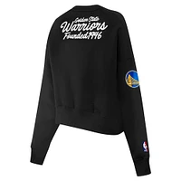 Women's Pro Standard Black Golden State Warriors Paint The City Cropped Pullover Sweatshirt