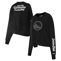 Women's Pro Standard Black Golden State Warriors Paint The City Cropped Pullover Sweatshirt