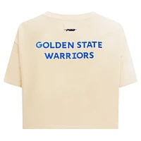T-shirt court Boxy Pro Standard crème Golden State Warriors Retro Striper SJ pour femmes
