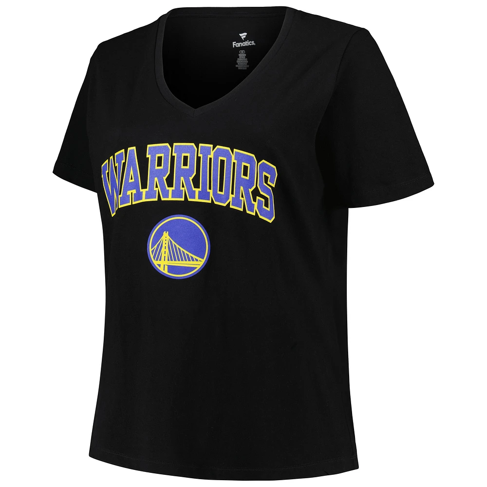 Women's Profile Black Golden State Warriors Plus Arch Over Logo V-Neck T-Shirt