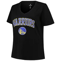 Women's Profile Black Golden State Warriors Plus Arch Over Logo V-Neck T-Shirt