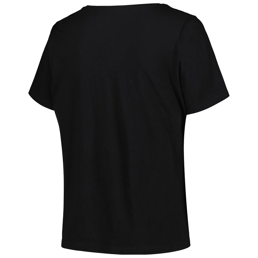 Women's Profile Black Golden State Warriors Plus Arch Over Logo V-Neck T-Shirt