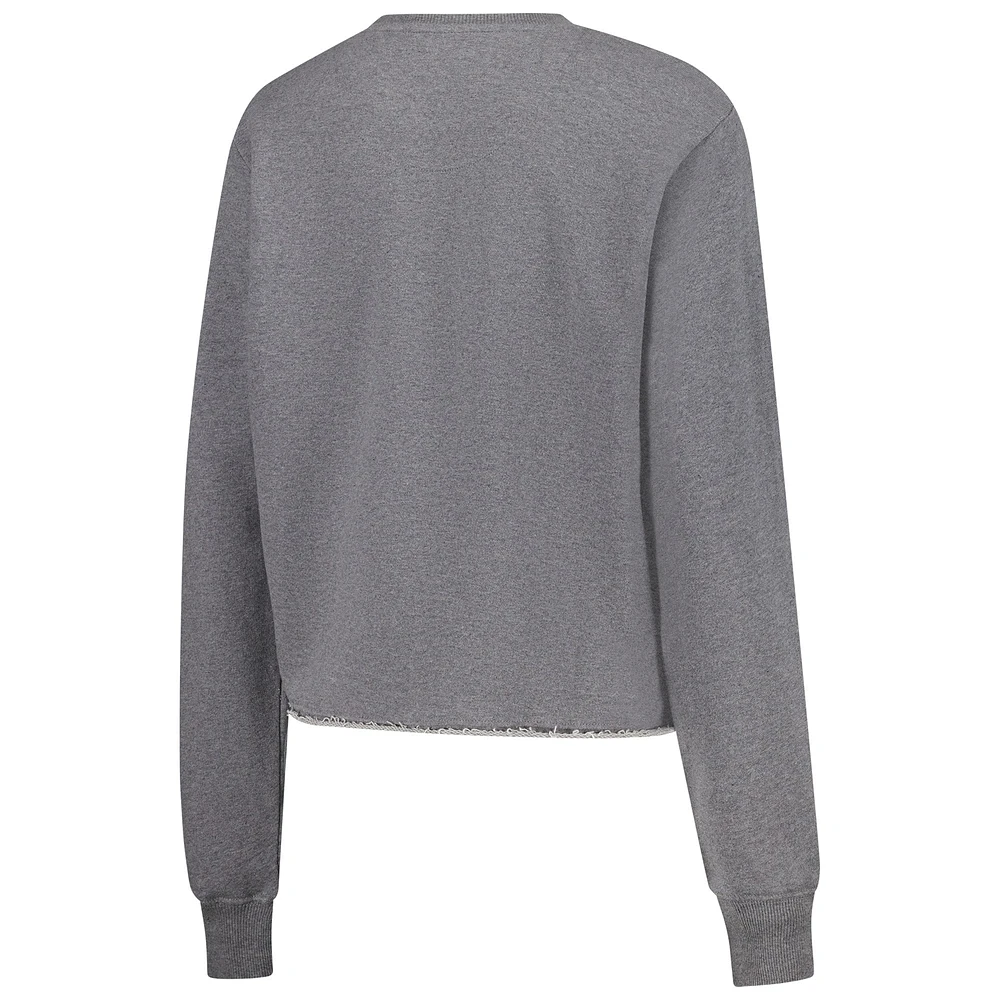 Sweat-shirt court Kacey de la collection Varsity des Golden State Warriors pour femme, gris chiné, Sportiqe