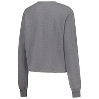 Sweat-shirt court Kacey de la collection Varsity des Golden State Warriors pour femme, gris chiné, Sportiqe