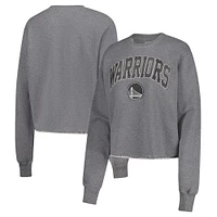 Sweat-shirt court Kacey de la collection Varsity des Golden State Warriors pour femme, gris chiné, Sportiqe