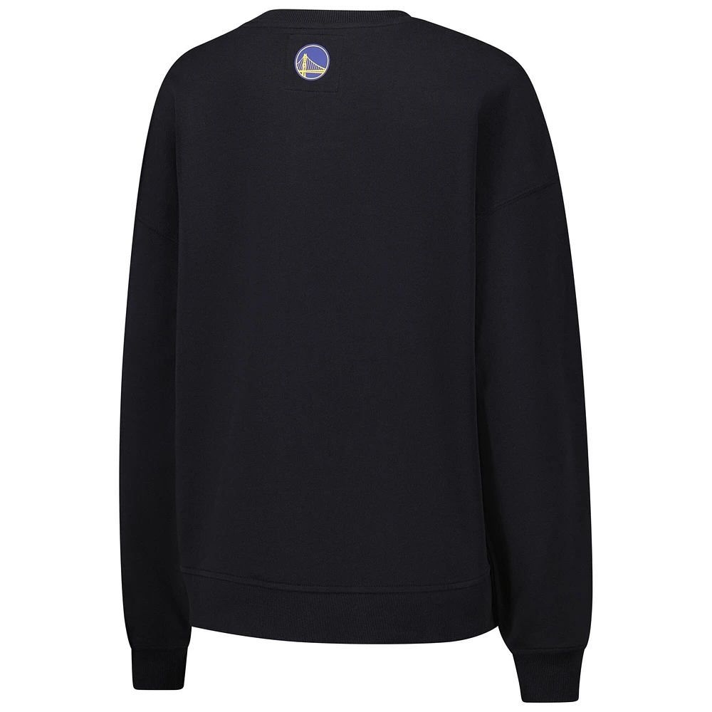 Women's Terez Black Golden State Warriors Gemstone Logo Pullover Sweatshirt