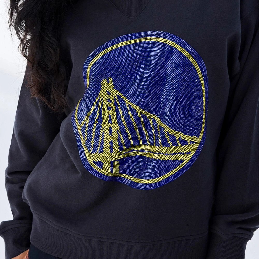 Women's Terez Black Golden State Warriors Gemstone Logo Pullover Sweatshirt