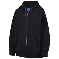 Women's Terez Black Golden State Warriors Oversized Allover Gemstone Full-Zip Hoodie