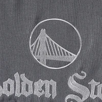 Women's The Wild Collective Gray Golden State Warriors Embroidered Fleece Raglan Short Sleeve Pullover Sweatshirt
