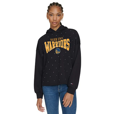 Sweat à capuche court noir Stella Golden State Warriors de Tommy Jeans pour femme