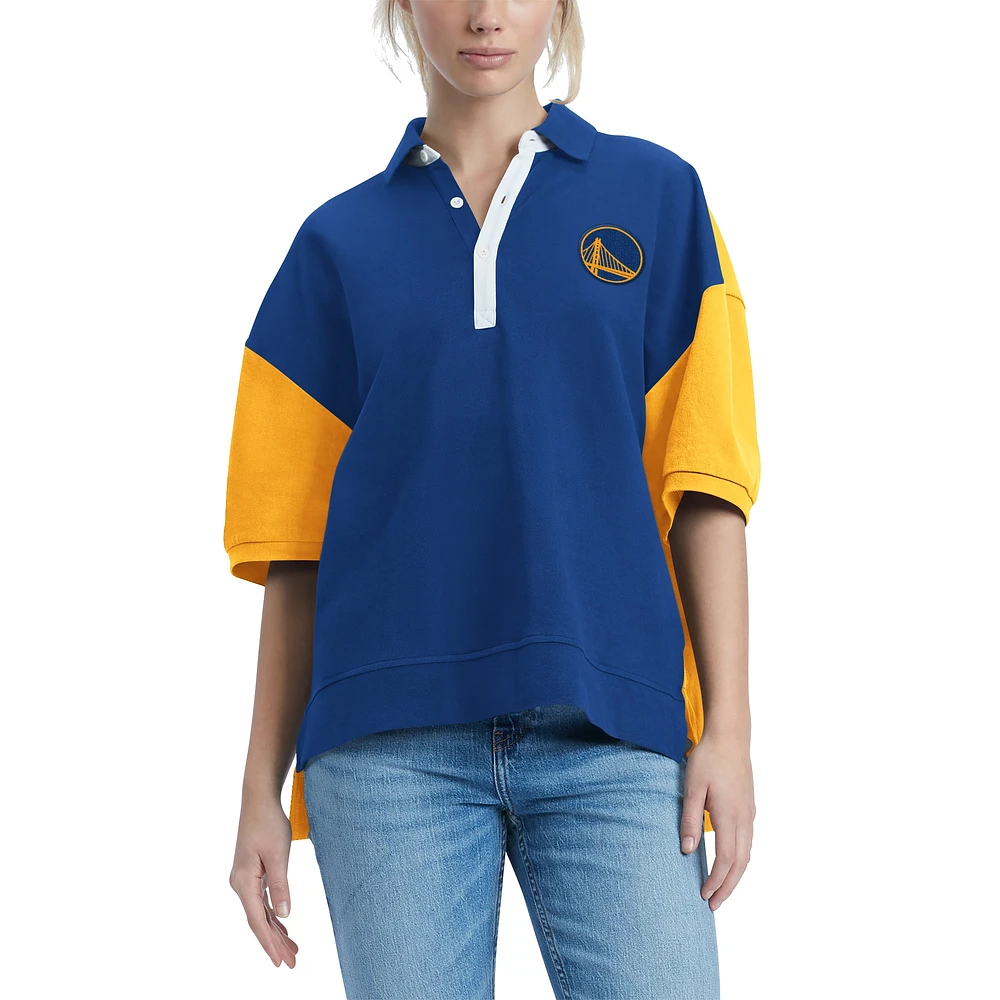 Polo piqué à manches bouffantes Tommy Jeans Royal Golden State Warriors Taya pour femme