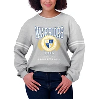 Women's WEAR by Erin Andrews Heather Gray Golden State Warriors French Terry Pullover Sweatshirt