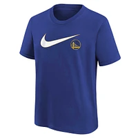 T-shirt Nike Royal Golden State Warriors essentiel avec logo Swoosh pour jeune