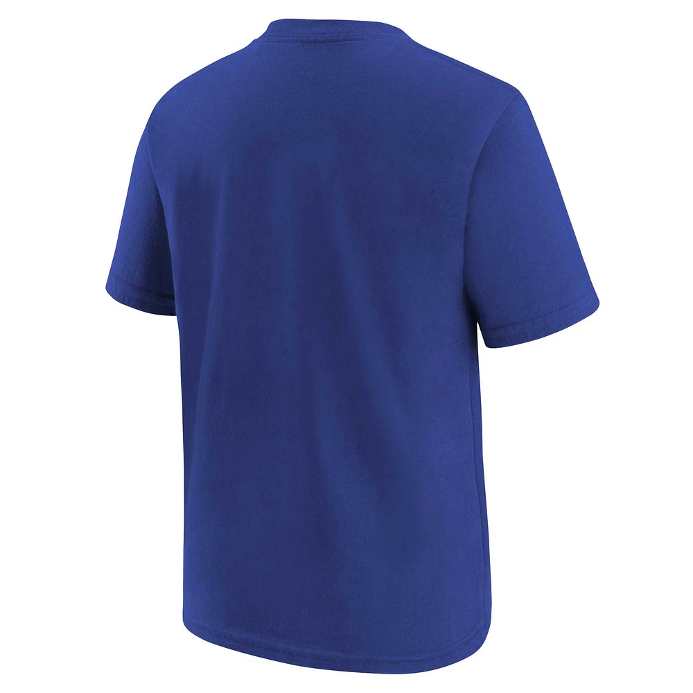 T-shirt Nike Royal Golden State Warriors essentiel avec logo Swoosh pour jeune