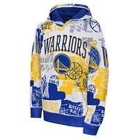 Sweat à capuche Wild Style blanc/bleu roi pour jeunes Golden State Warriors