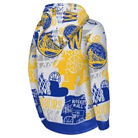 Sweat à capuche Wild Style blanc/bleu roi pour jeunes Golden State Warriors