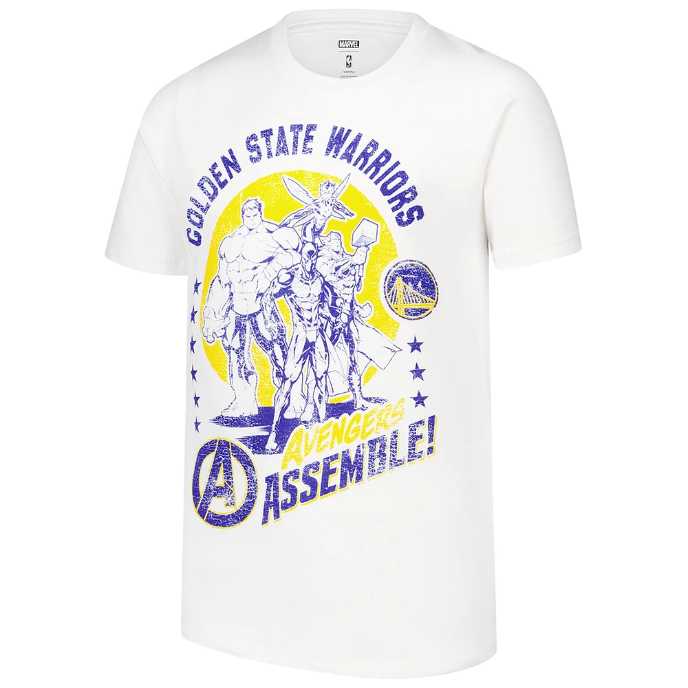 Youth White Golden State Warriors NBA x Marvel Avengers Squad T-Shirt
