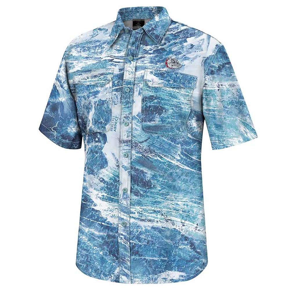 Men's Colosseum  Blue Gonzaga Bulldogs Realtree Aspect Charter Full-Button Fishing Shirt