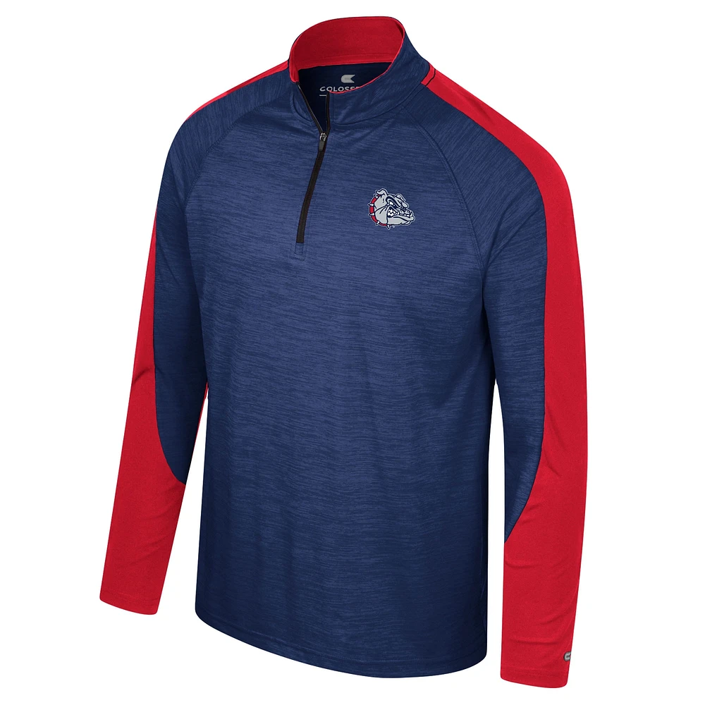 Men's Colosseum Navy Gonzaga Bulldogs Langmore Raglan Quarter-Zip Top